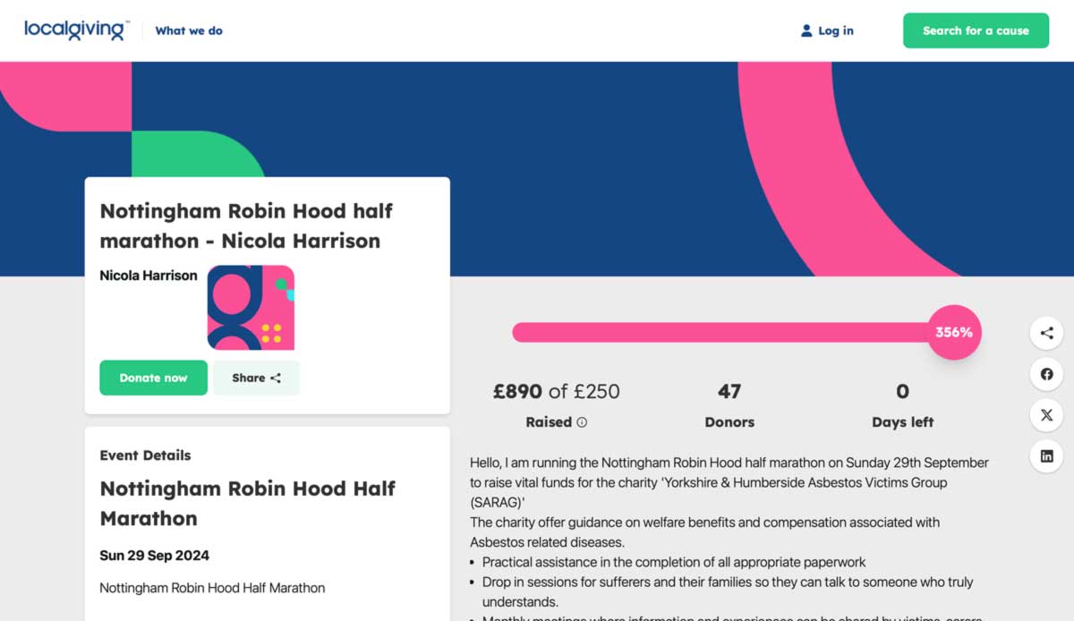 Local giving fundraiser page