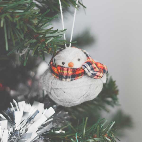 Christmas robin decoration on a xmas tree